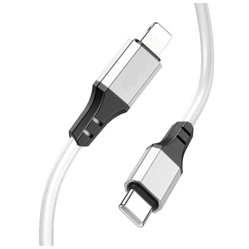 Кабель BOROFONE BX83 Famous, USB Type-C - Lightning, PD20W, 1м, белый кабель переходник usb type c to lightning borofone bx82 pd bountiful iphone 20w 1m черный