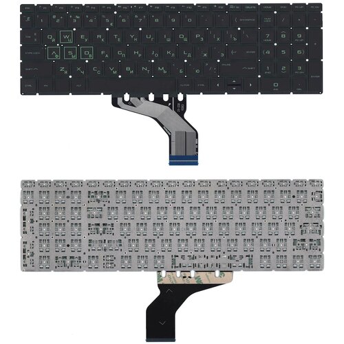 Клавиатура для ноутбука HP Pavilion Gaming 15-CX черная с зеленой подсветкой клавиатура для ноутбука hp pavilion gaming 15 cx топкейс черный с зеленой подсветкой