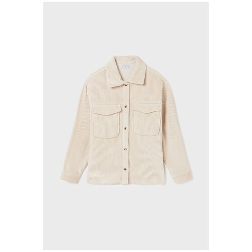 фото Вельветовая рубашка на кнопках mayoral 7174/22 бежевый 152