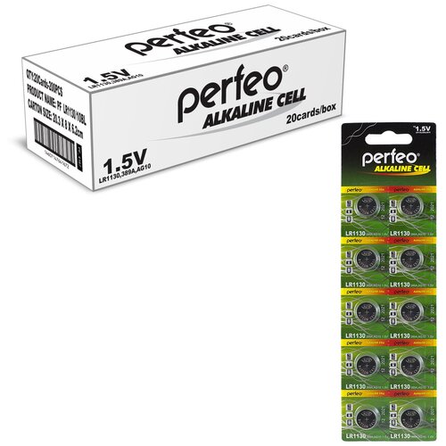 Батарейки Perfeo LR1130 (AG10,389A) Alkaline Cell, 200шт(20x10шт), 1.5V maxell alkaline battery lr1130