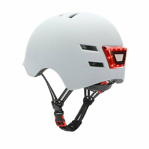 Шлем для велосипеда, электросамоката, гироскутера с подсветкой и фонарем (Белый)