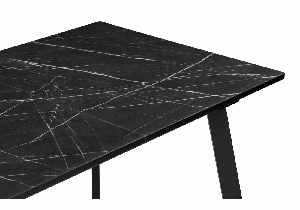 Деревянный стол Woodville Стол Агни 110(140)х68х76 мрамор черный / черный матовый - фотография № 7
