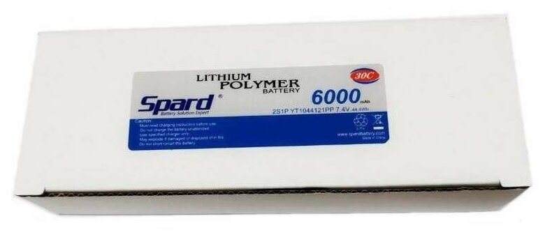 Аккумулятор Li-Po Spard 6000mAh, 7,4V, 30C, T‐plug для Remo Hobby и Himoto 1/10, 1/8