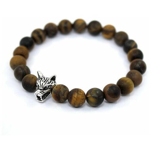 фото Handinsilver ( посеребриручку ) браслет из матового камня тигровый глаз 8мм с волком