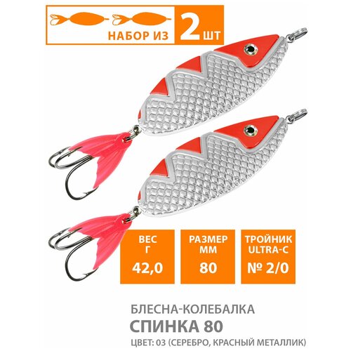 фото Блесна колебалка для рыбалки aqua спинка 80mm 42g цвет 03 2шт