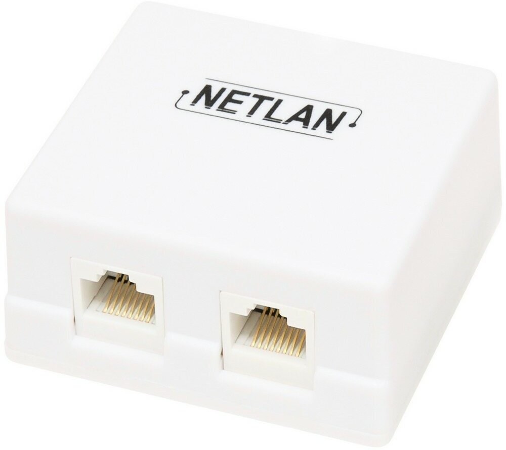 розетка сетевая Netlan, cat.5e, RJ45/8P8C, неэкран., 2 порта, белая, 10шт. - фото №2