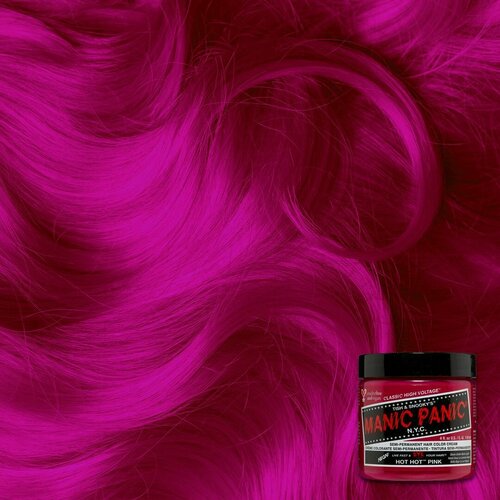 Manic Panic Розовая краска для волос профессиональная Classic Hot Hot Pink 118 мл/ Маник паник краска для волос светится в ультрафиолете manic panic краситель прямого действия high voltage hot hot pink 118 мл 155 г