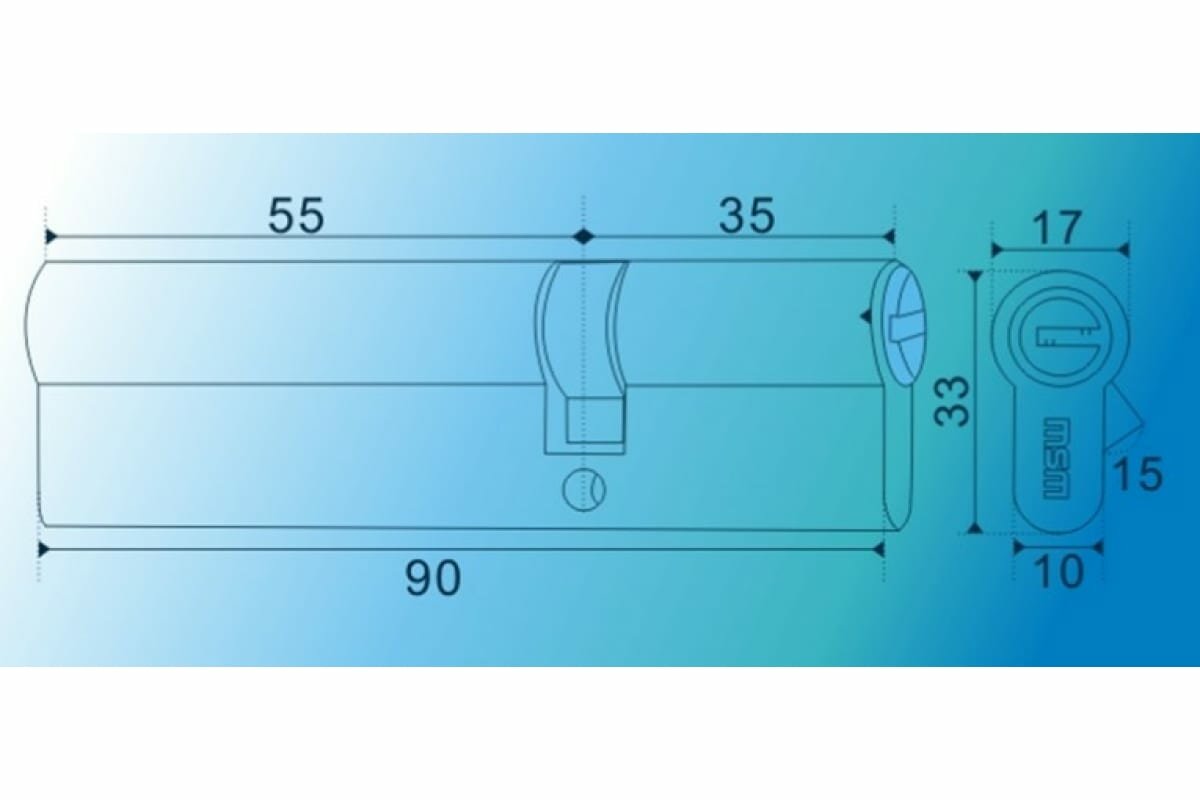 Цилиндровый механизм MSM перфоключ, ключ-ключ, C 90 мм 55/35 РВ 7593 - фотография № 4