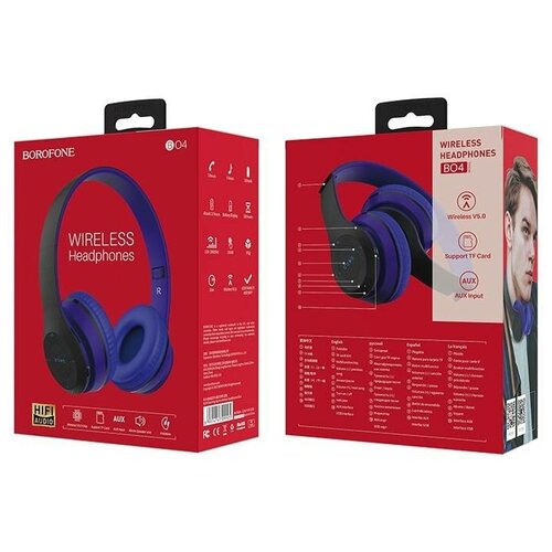 Стереонаушники Bluetooth полноразмерные Borofone BO4 BT50200mAh5ч синие 95000₽