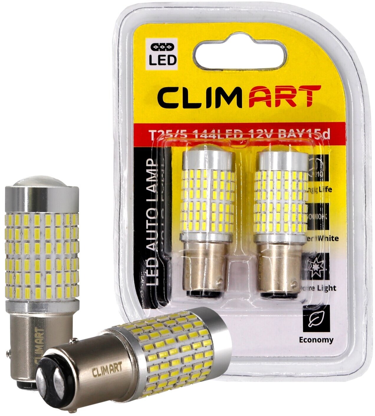 Лампа светодиодная Clim Art T25/5 P21/5W / BAY15d 144LED 2шт.