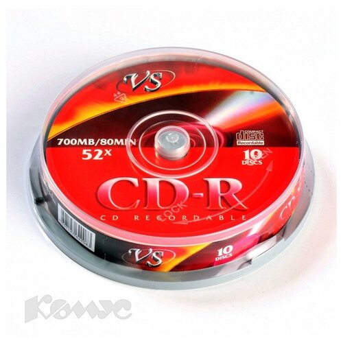 Носители информации CD-R, 52x, VS, Cake/10, VSCDRCB1001 vs диски cd r 80 52x cb 10 cdrcb1001