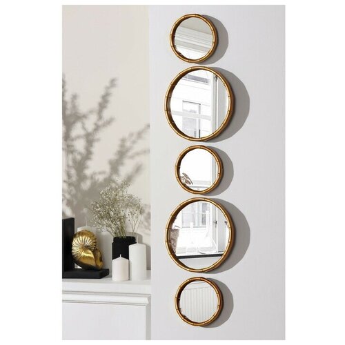 Набор настенных зеркал Бамбук d зеркальной поверхности 20513 см цвет золотистый 4700₽