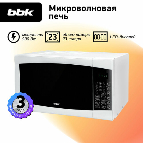 микроволновая печь свч bbk 20 mws 770 s w белая Микроволновая печь BBK 23MWS-915S/W, белый