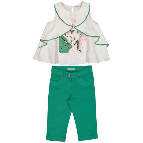Комплект одежды MIDIMOD GOLD, блуза и брюки, повседневный стиль, размер 122, зеленый