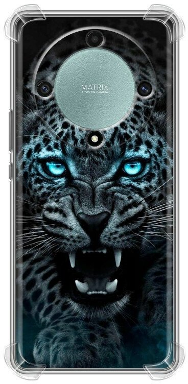 Дизайнерский силиконовый с усиленными углами чехол для Хонор Х9а / Huawei Honor X9a Темный леопард