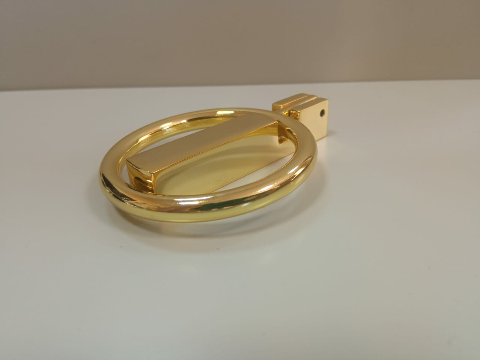 901-Gold Ручка кольцо модерн, глянцевое золото - фотография № 4
