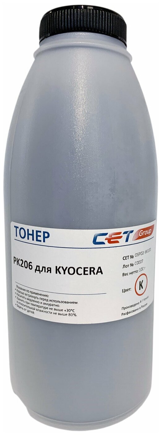 Тонер Cet PK206 OSP0206K-100 черный бутылка 100гр.