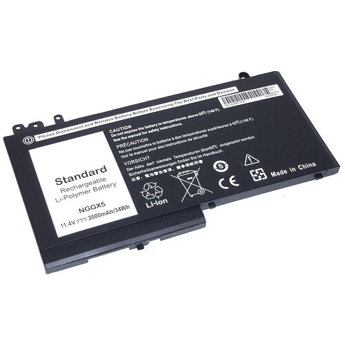 Аккумуляторная батарея для ноутбука Dell Latitude 12-E5270 11.4V 3000mAh черная OEM аккумуляторная батарея для ноутбука dell latitude 12 e5270 11 4v 47wh nggx5