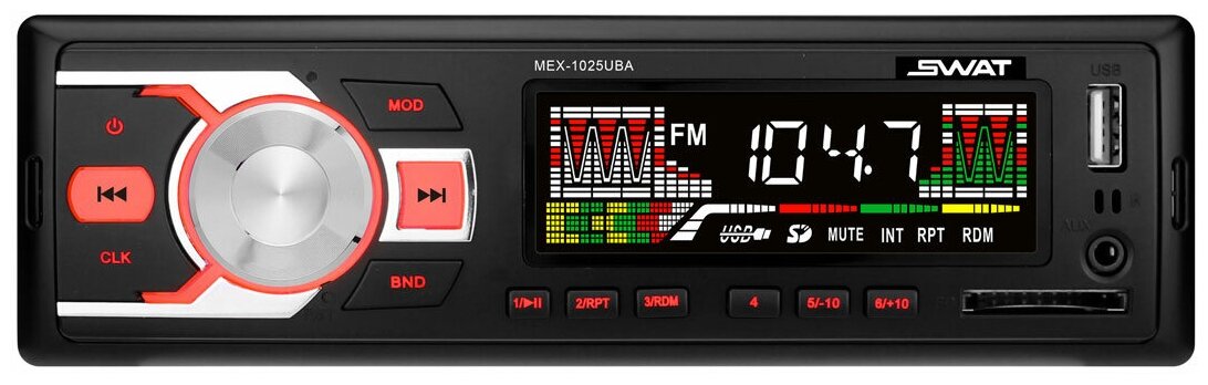 Магнитола SWAT MEX-1033UBG / 4х50 вт / MP3 / USB / SD / 2RCA / зелёные кнопки/ съёмная панель