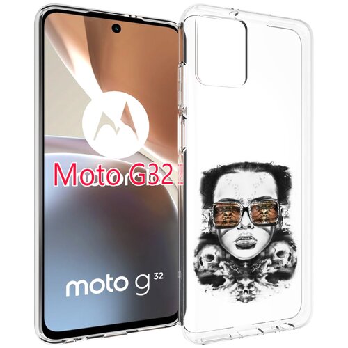 Чехол MyPads девушка с черепами в очках женский для Motorola Moto G32 задняя-панель-накладка-бампер чехол mypads орел в очках для motorola moto g32 задняя панель накладка бампер