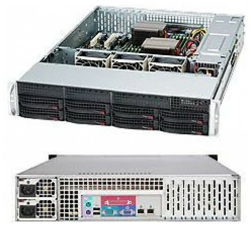 Корпус SuperMicro 2U 2x800W черный - фото №3