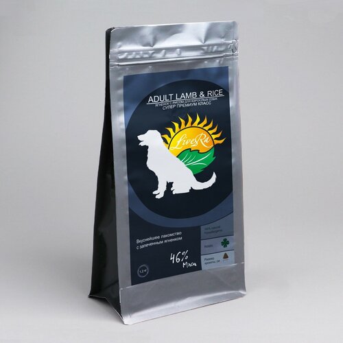 LiveRA Корм для собак Adult Lamb & Rice ягненок c рисом, 1,2кг х 2шт