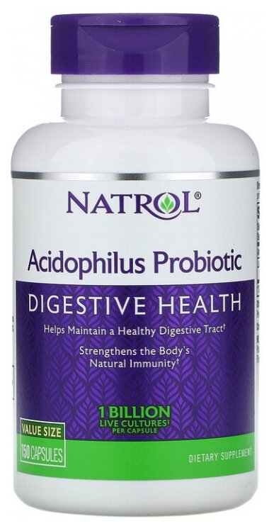 Natrol Acidophilus 100mg 100 caps/ Ацидофильные пробиотические капсулы 100мг 100капс
