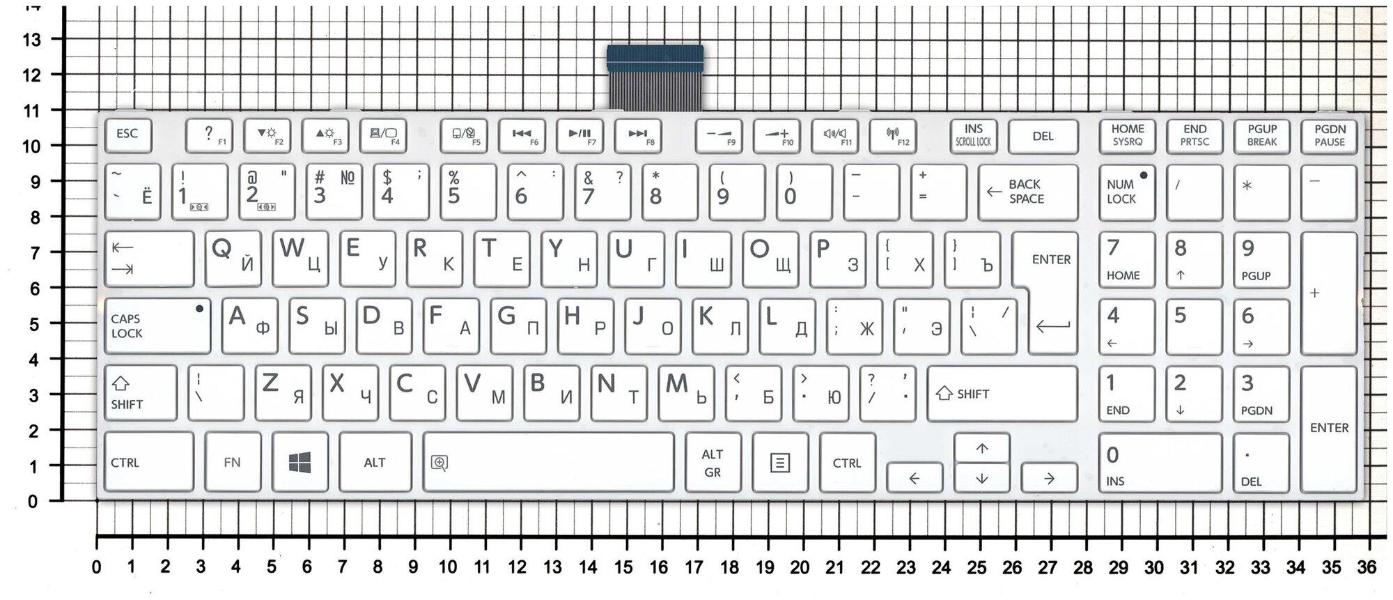 Клавиатура для ноутбука Toshiba 6037B0084608 белая с рамкой