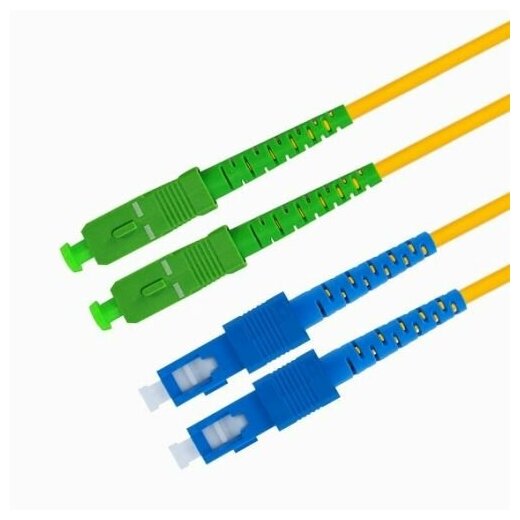 Патч-корд волоконно-оптический TELCORD ШОС-2x3.0-2SC/A-2SC/U-SM-1.5м-LSZH-YL duplex SC/APC-SC/UPC, SM 9/125 (G652D), 3.0 мм, LSZH, 1.5м