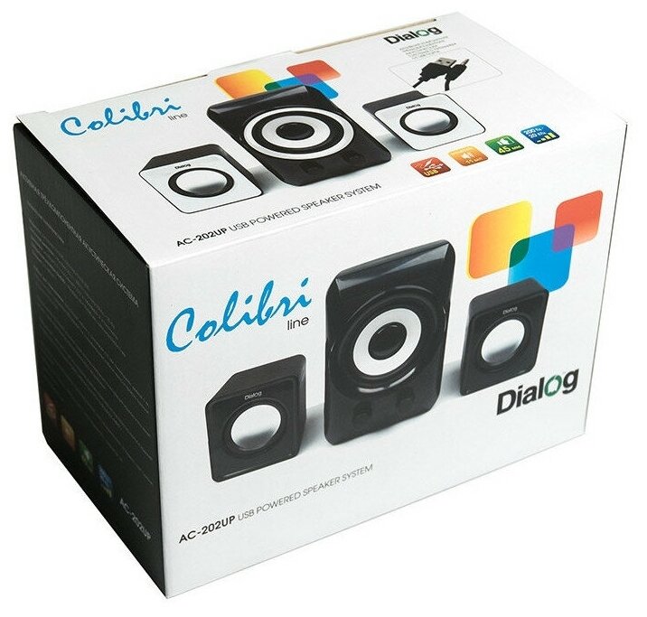 Dialog Colibri AC-202UP BLACK - колонки 2.1, 11W RMS, черные, питание от USB