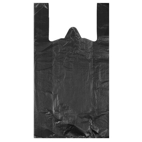 Пакет "Чёрный", полиэтиленовый, майка, 28 х 50 см, 12 мкм