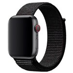 Нейлоновый ремешок для часов Apple Watch 38-40-41 mm, Series 1-7, SE / Тканевый фитнес браслет на липучке Эпл Вотч 38-40-41 мм (Черно-оранжевый) - изображение