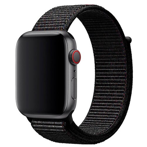 Нейлоновый ремешок для часов Apple Watch 38-40-41 mm, Series 1-7, SE / Тканевый фитнес браслет на липучке Эпл Вотч 38-40-41 мм (Черно-оранжевый)