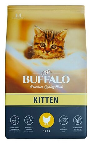 Баффало Mr.Buffalo Kitten 10кг с курицей сухой корм д/котят (078724) - фотография № 6