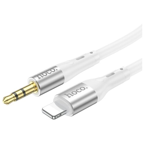 Кабель аудио переходник 1м (штекер Lightning - штекер Джек 3,5мм) UPA22 Белый HOCO кабели аудиокабель hoco upa22 silicone aux 1 0м черный
