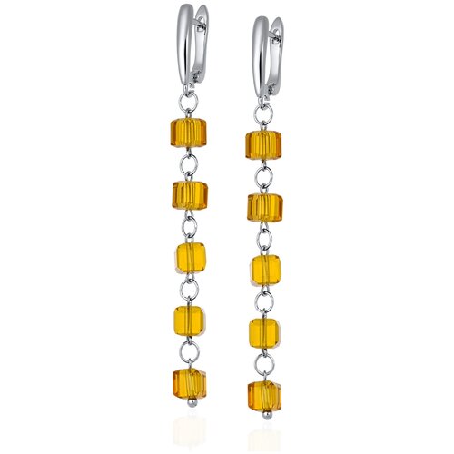 Серьги с подвесками L'attrice di base, кристалл, серебряный, желтый дизайнерские коричневые длинные серьги с кубиками кристаллами