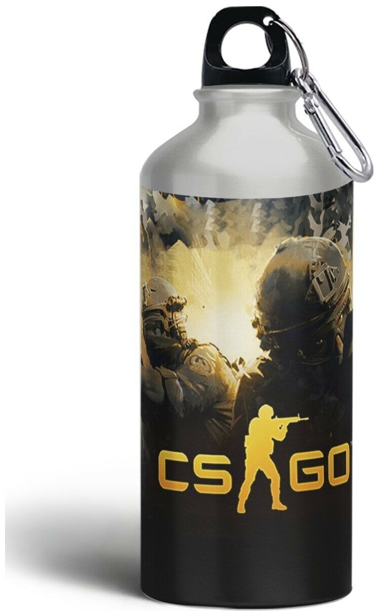 Бутылка спортивная,туристическая фляга, 500мл с карабином Counter Strike GO 1-3