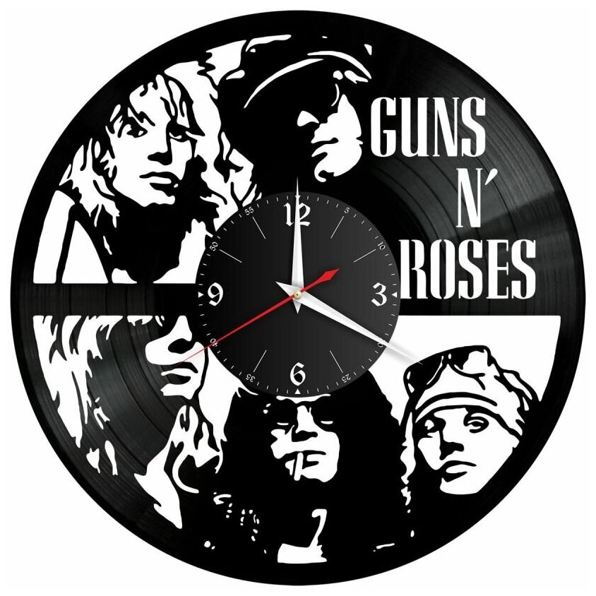 Часы из винила Redlaser "группа Guns and Roses, Ганз-н-Роузис" VW-10816