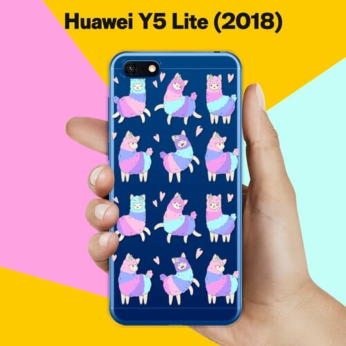 Силиконовый чехол Цветные ламы на Huawei Y5 Lite (2018) силиконовый чехол ламы на huawei y5 lite 2018