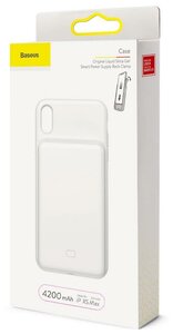 Фото Чехол-аккумулятор для iPhone XS Max 4200мАч Baseus Liquid Silicone Smart Power (ACAPIPH65-BJ02)белый
