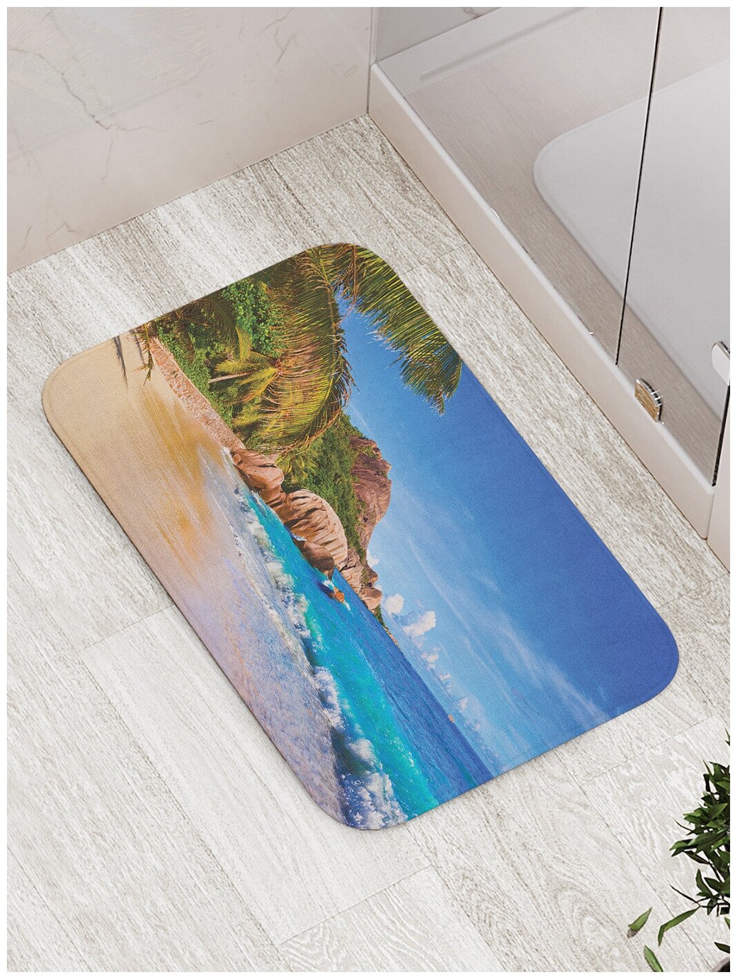 Коврик JoyArty противоскользящий "Волнительный пляж" для ванной, сауны, бассейна, 77х52 см