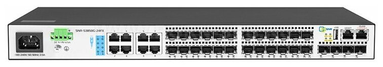 Управляемый коммутатор уровня 3 SNR SNR-S2995G-24FX 16 портов 100/1000BaseX SFP, 8 Combo портов GE, 4 порта 1/10G SFP+, RPS DC 12V