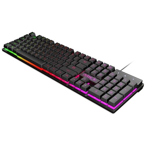 Клавиатура игровая iMICE AK-600, защита от влаги, 2 режима RGB-подсветки, USB проводная, RU/EN, черный