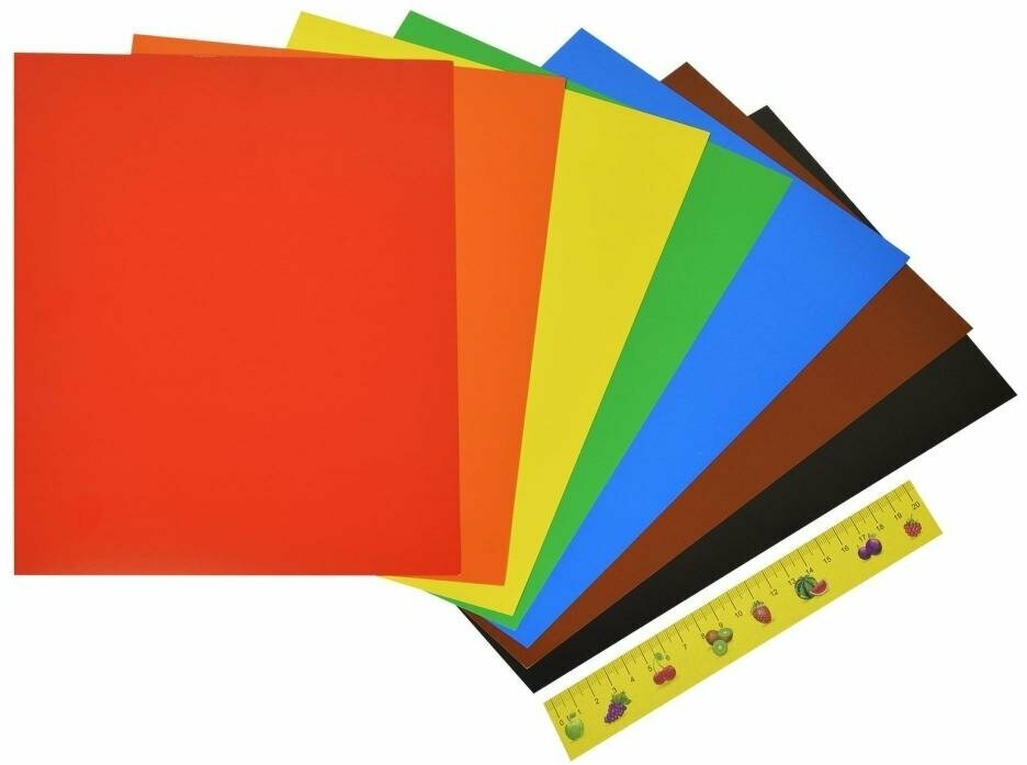 Картон цветной мелованный двусторонний Каляка-Маляка 195х265 мм, 7 цветов, 7 листов