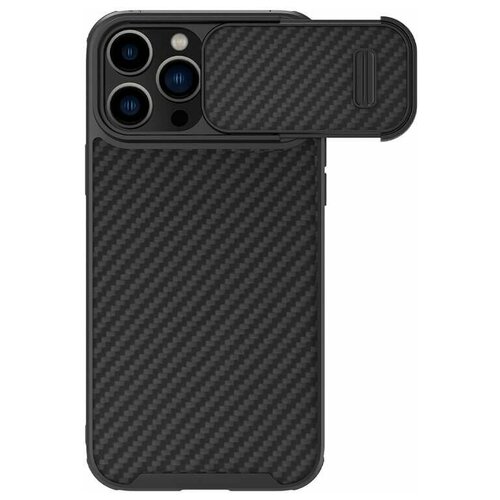 Противоударный чехол с карбоновой текстурой Nillkin Synthetic Fiber S для Apple iPhone 14 Pro Max, черный nillkin synthetic fiber s чехол с карбоновой текстурой для iphone 14 plus с защитой камеры