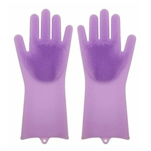 Многофункциональные хозяйственные перчатки Super Brush для дома силиконовые многоразовые Фиолетовый