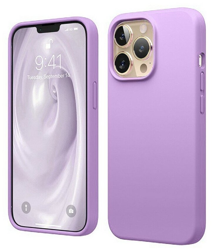 Силиконовая накладка без логотипа (Silicone Case) для Apple iPhone 14 MAX светло-сиреневый