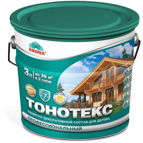 Пропитка-антисептик защитно-декоративная для древесины Тонотекс KRONA палисандр-шоколад 3л
