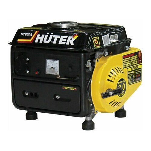 портативный бензогенератор huter ht950a Электрогенератор Huter HT950A, бензиновый, мощность 0,95 кВт, напряжение 220 В, ручной стартер, 64/1/1