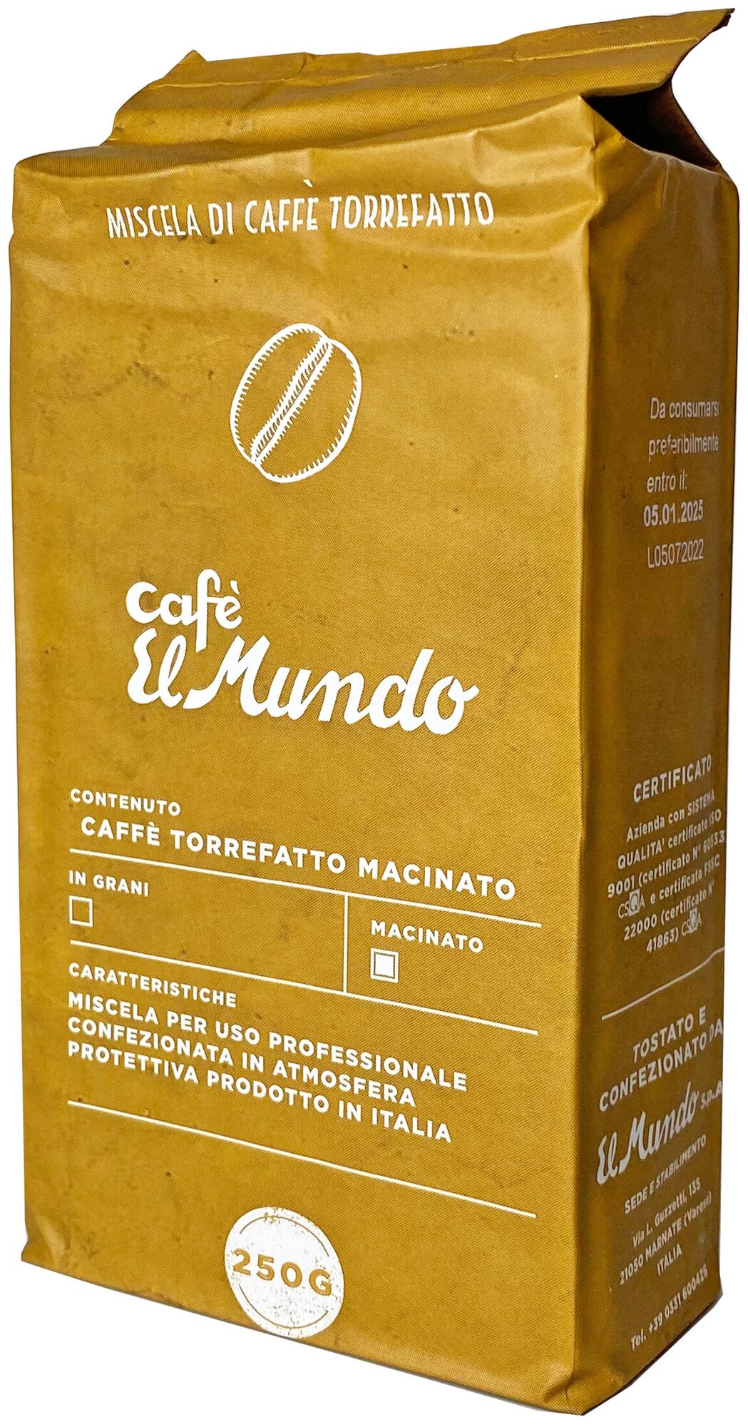 Молотый кофе El Mundo 100% Arabica. 250 г. Италия